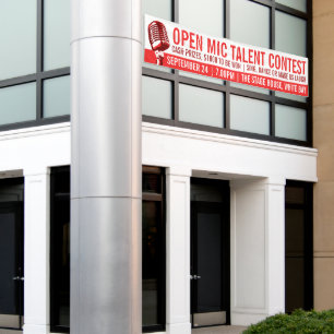 Open mic talent contest competition red banner