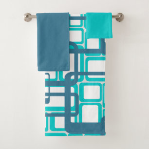 Open Mid-Century Modern Rectangles Bath Towel Set