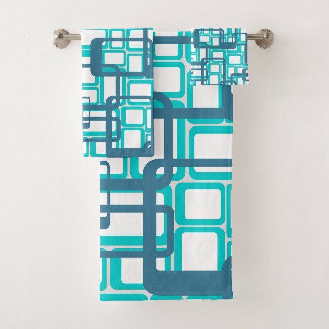 Open Mid-Century Modern Rectangles Bath Towel Set (Insitu)