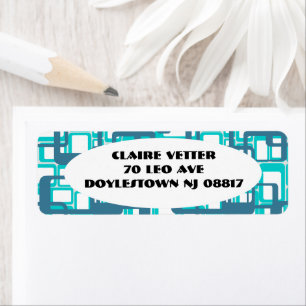 Open Mid-Century Modern Rectangles Return Address Label