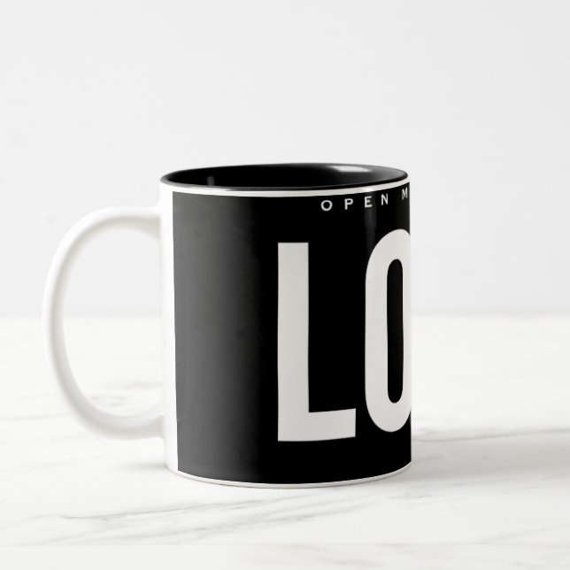 open mind for a love Two-Tone coffee mug (Left)