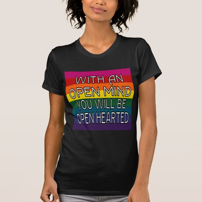 Open Mind outline 2 vis full Rainbow tshirt (Front)