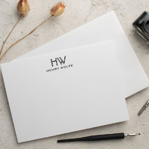 Open Monogram Flat Note Card