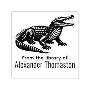 Open Mouth Crocodile From the Library of Book Name Self-inking Stamp
