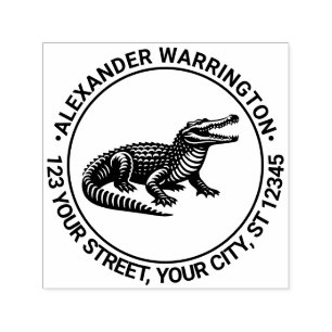 Open Mouth Crocodile Name Return Address R Self-inking Stamp
