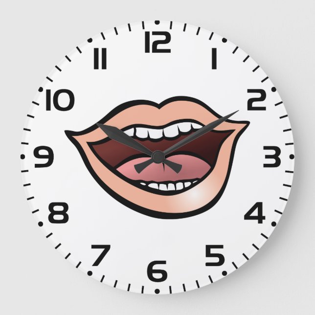 Open Mouth Lips Teeth Tongue Large Clock (Front)