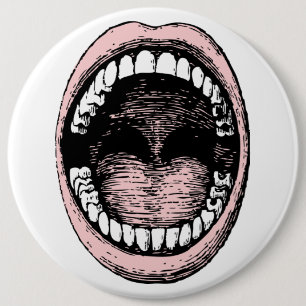 Open mouth showing teeth and tongue buttons