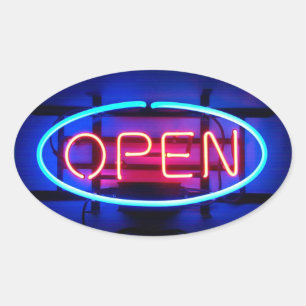 Open Neon Sign Sticker
