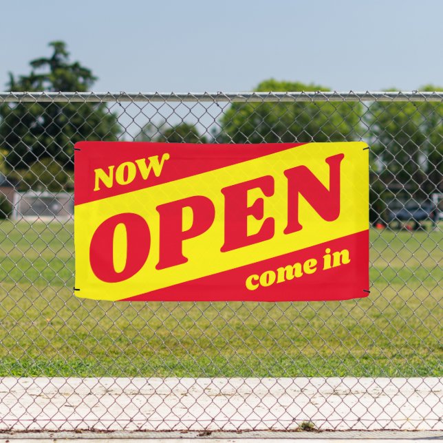 Open now outdoor indoor sign for business Banner  (Insitu)