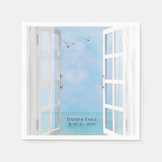 Open ocean window with seagulls napkin (Front)
