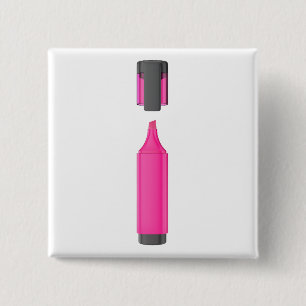 Open pink fluorescent pen 15 cm square badge