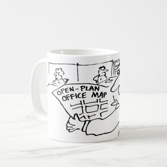 Open-Plan Office Map. Funny Office Coffee Mug (Front Left)