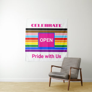 Open Pride Ally Rainbow Progress LGBT LGBTQ Tapestry