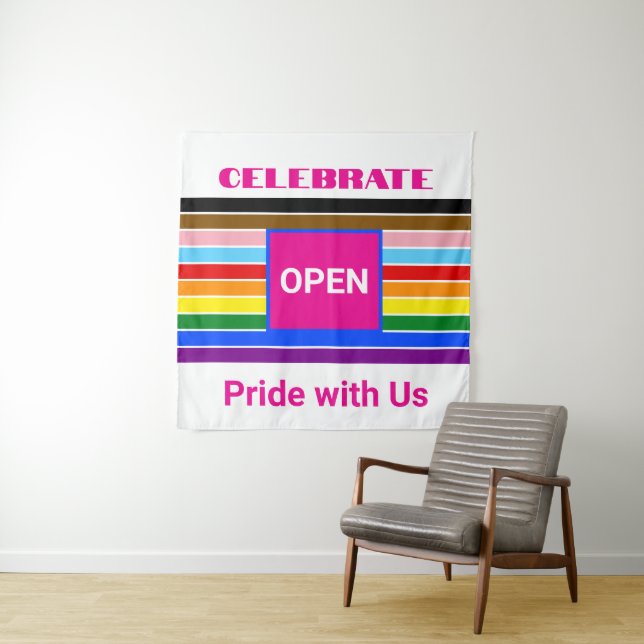 Open Pride Ally Rainbow Progress LGBT LGBTQ Tapestry (In Situ)