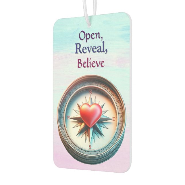 Open, Reveal, Believe Car Air Freshener (Left)