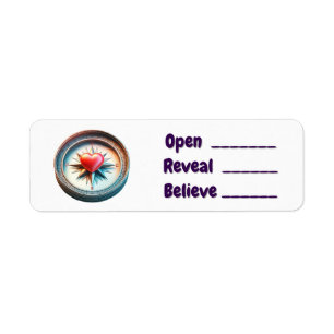 Open, Reveal, Believe Return Address Label