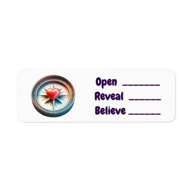 Open, Reveal, Believe Return Address Label (Front)