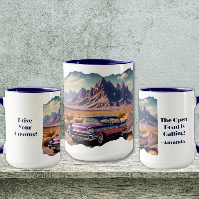 Open Road is Calling Coffee Mug (Personalize to add names/dates. Customize to change text, color, style or remove text.)