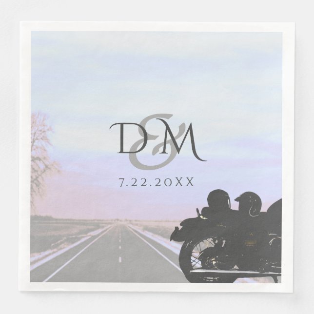Open Road Motorcycle Wedding Reception Napkin (Front)