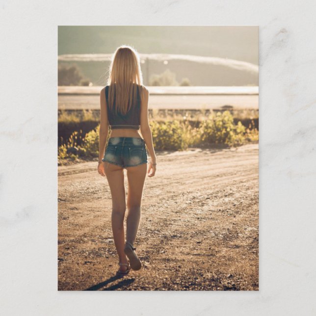 Open Road - Tiny Short Shorts babe Photo Postcard (Front)