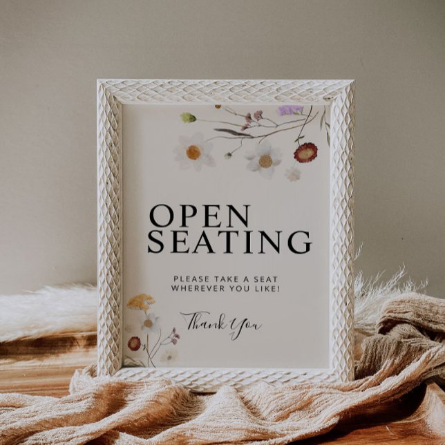 Open Seating Boho Wildflower Wedding Sign  (Creator Uploaded)