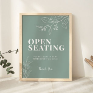 Open Seating Sage Green Wedding Sign