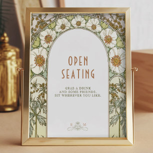 Open Seating Sign Vintage Art Nouveau by Mucha