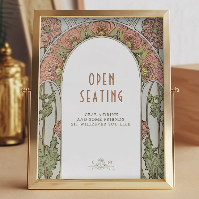 Open Seating Sign Vintage Art Nouveau by Mucha (Creator Uploaded)
