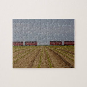 Open sided trucks used for transporting produce jigsaw puzzle