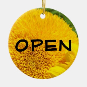 OPEN sign Closed Sign ornament Yellow Sunflowers