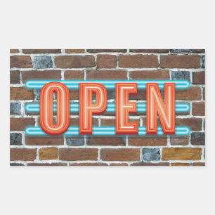 OPEN SIGN RECTANGULAR STICKER