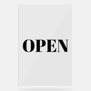 Open Sign Typography Minimalist Black Simple Large