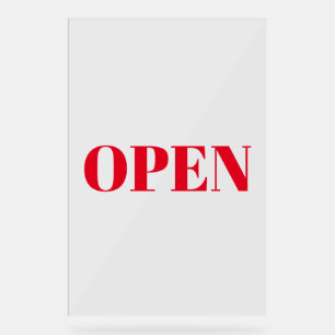 Open Sign Typography Minimalist Red Simple Large