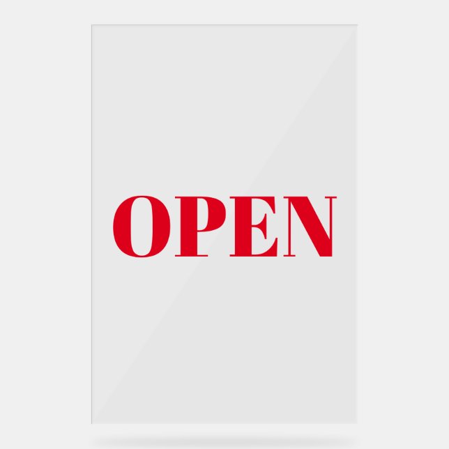 Open Sign Typography Minimalist Red Simple Large (Front)