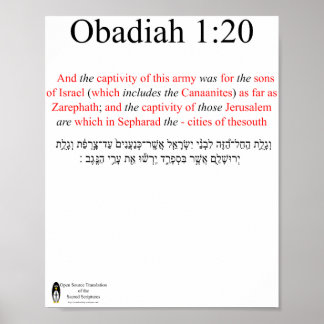 Open Source Translation Obadiah 1:20 Poster