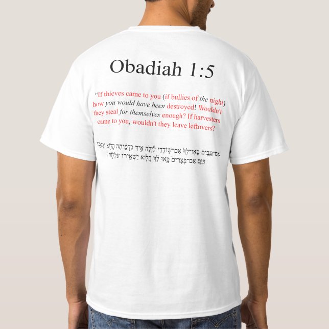 Open Source Translation Obadiah 1:5 T-Shirt (Back)