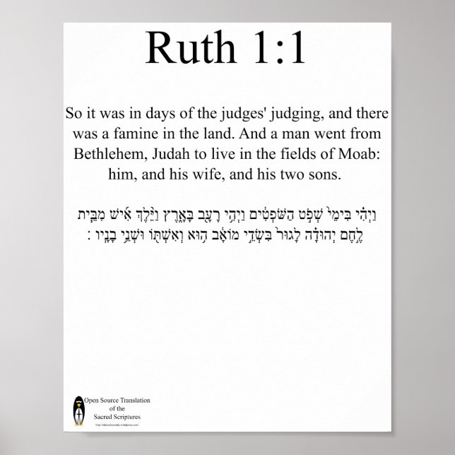 Open Source Translation Ruth 1:1 Poster (Front)