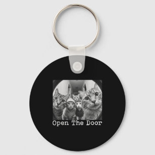 Open the door cat gang vintage funny cats meme men key ring