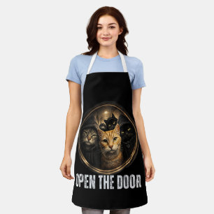 Open The Door Funny Cat Meme Cat Gang Humour Desig Apron
