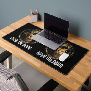 Open The Door Funny Cat Meme Cat Gang Humour Desig Desk Mat