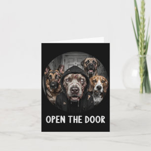 Open The Door Zombie Dogs Funny Halloween Dog Card