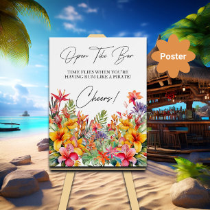 Open Tiki Bar Tropical Luau Poster
