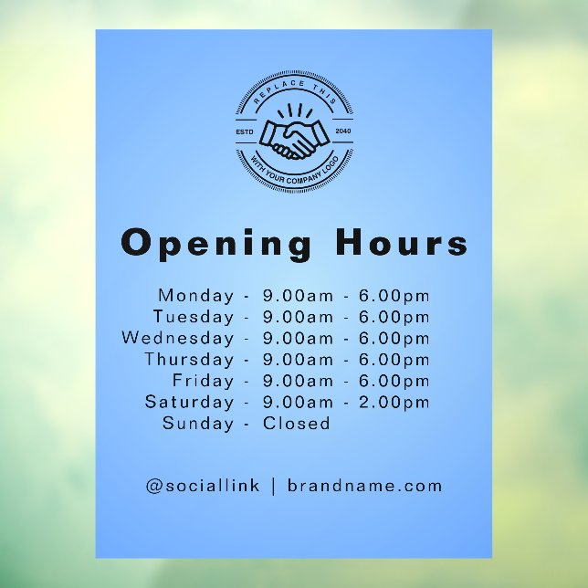 Open Times Business Logo Opening Hours Light Blue (Sheet 3)