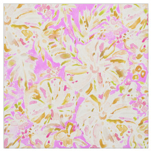 OPEN UP Pink Hibiscus Floral Fabric
