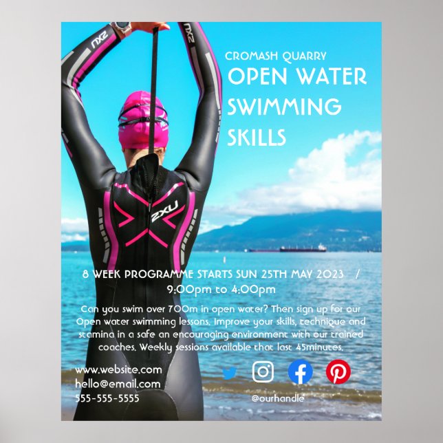 open water swimming triathlon cycle running   flye poster (Front)