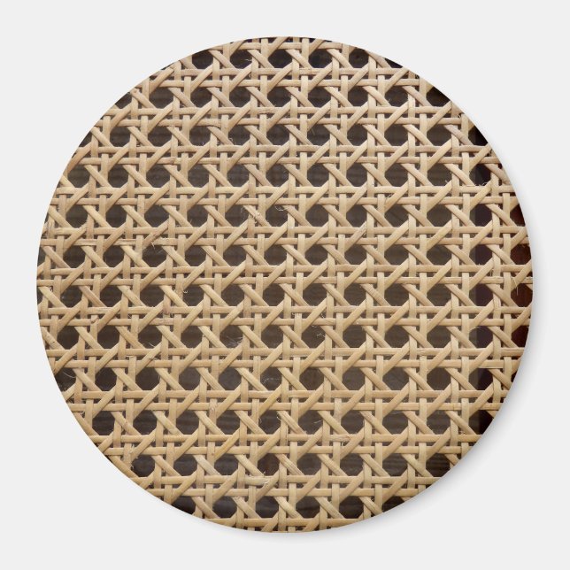 Open Weave Rattan Cane Large Round Magnet (Front)