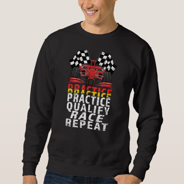 Open Wheel Formula Racing Car Practice Qualify Rac Sweatshirt (Front)