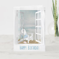 open window and beach chair scene birthday