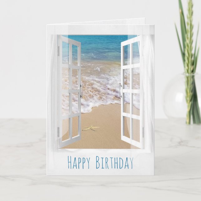open window and starfish ocean scene card (Front)