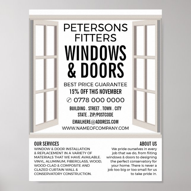 Open Window Design, Window & Door Fitter Company Poster (Front)